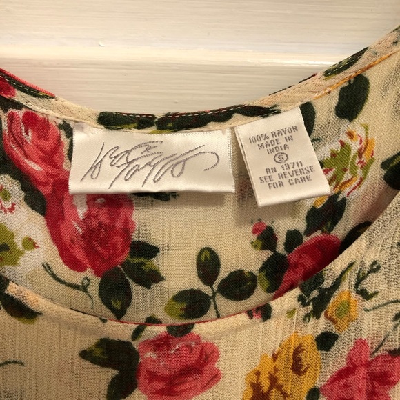 Vintage 80s Lord & Taylor floral drop waist dress - Picture 3 of 10